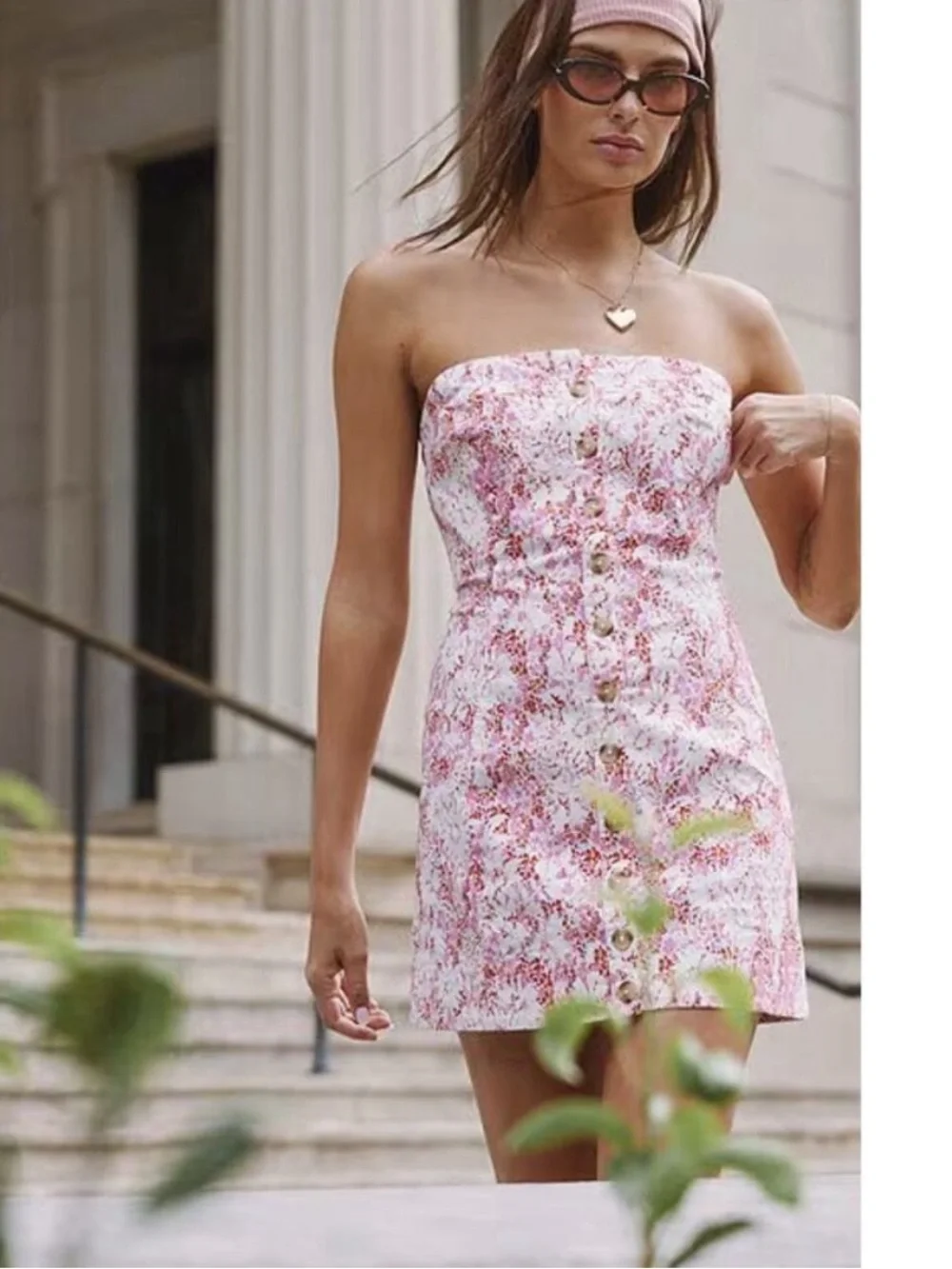 NWT Free People Tomas Mini Dress Floral Printed Strapless Smocked L $128